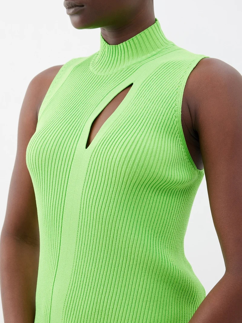 Asymmetric cutout ribbed-knit tank top - 3