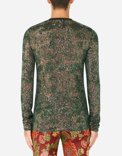 Dolce & Gabbana Long-sleeved T-shirt with multi-colored sequins outlook