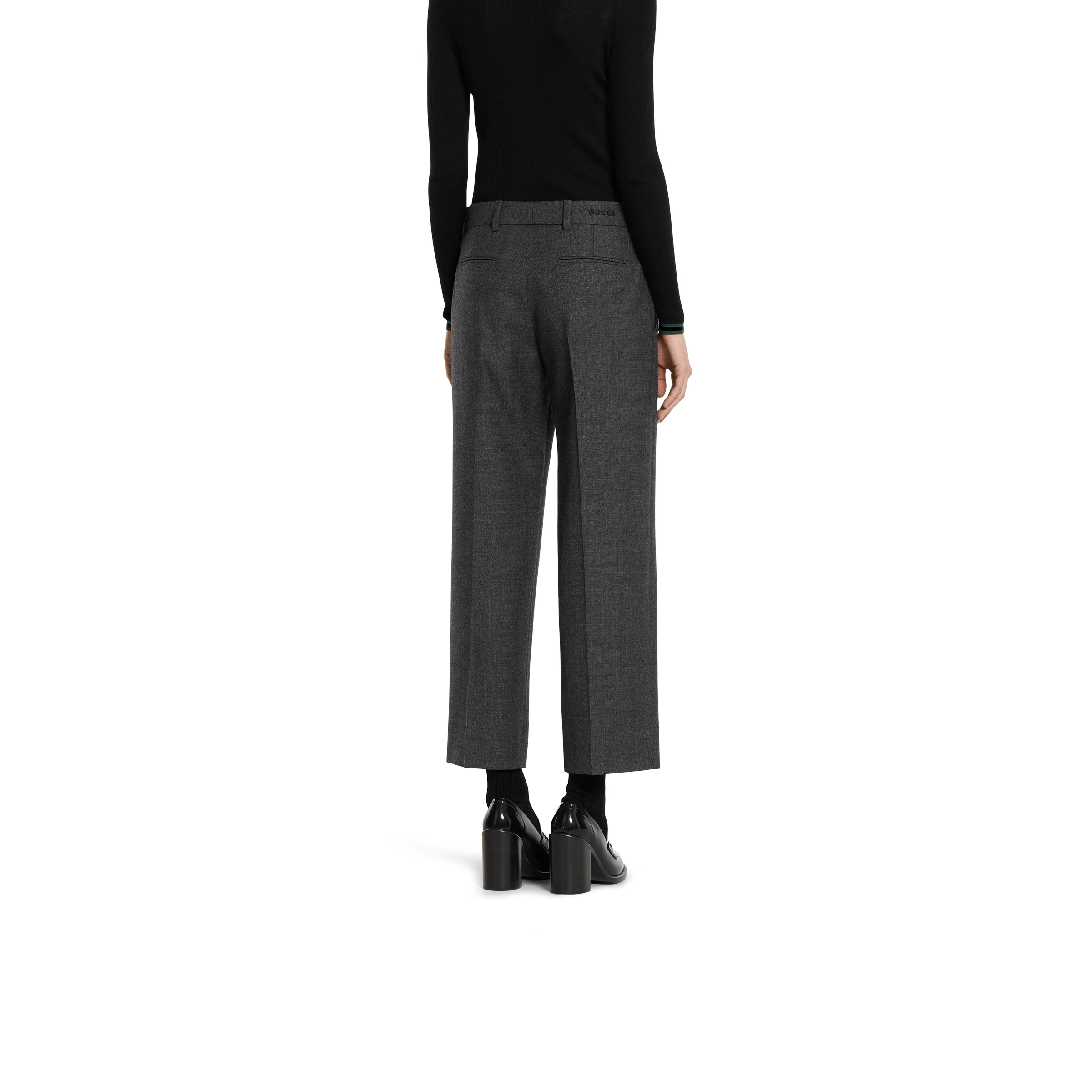 Wool grisaille pants with embroidery - 4