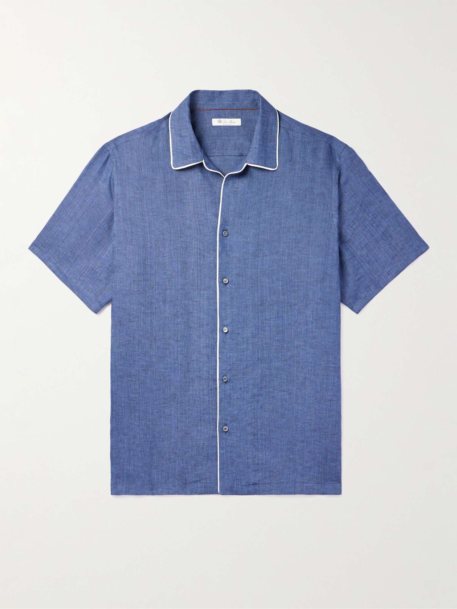 Camp-Collar Slub Linen Shirt - 1