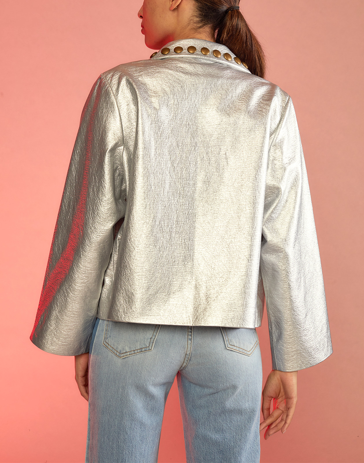 Studded Vegan Leather Jacket - 5
