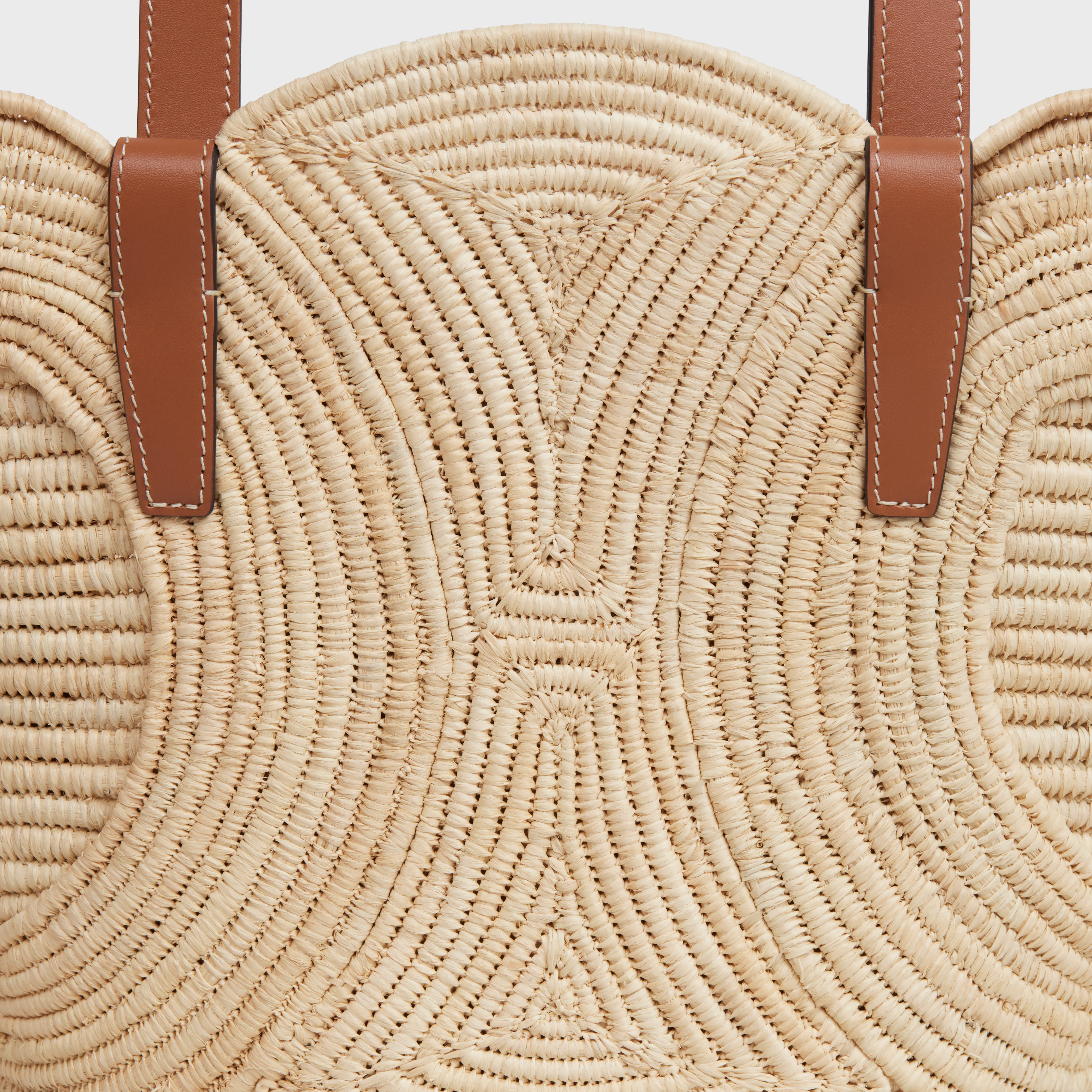 CELINE CLASSIC PANIER SMALL BRAIDED TRIOMPHE in RAFFIA and CALFSKIN - 5