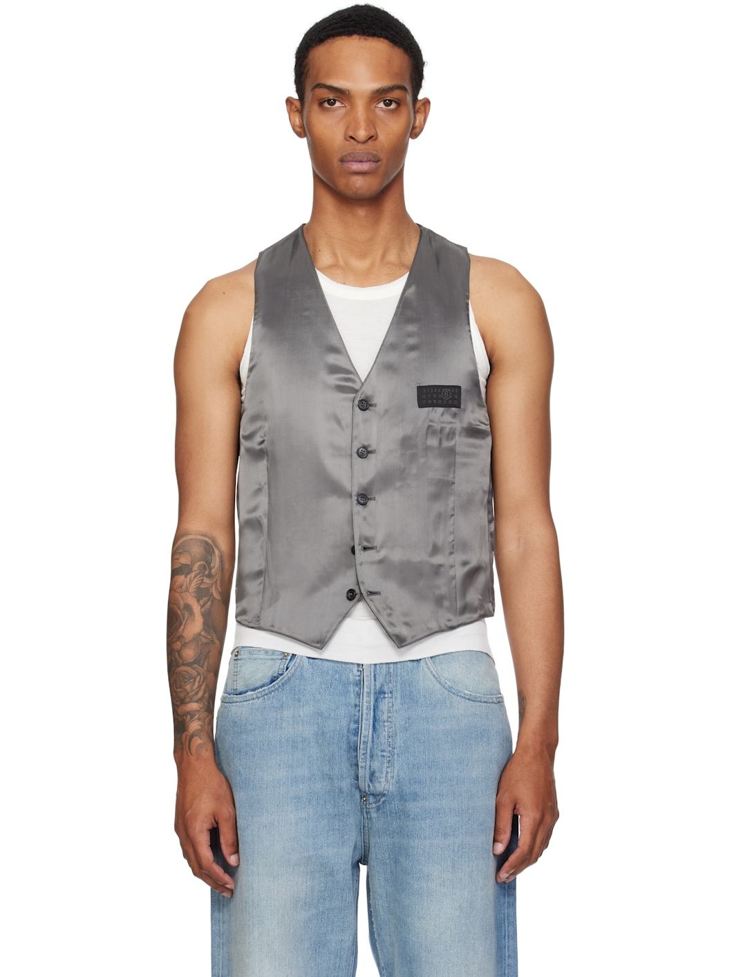 Gray Satin Vest - 1