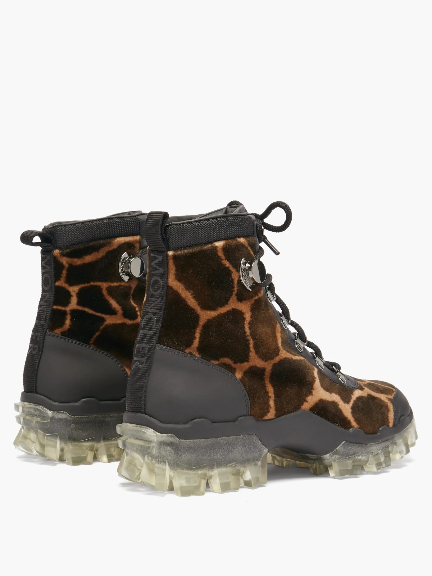 Helis giraffe-print velvet hiking boots - 4