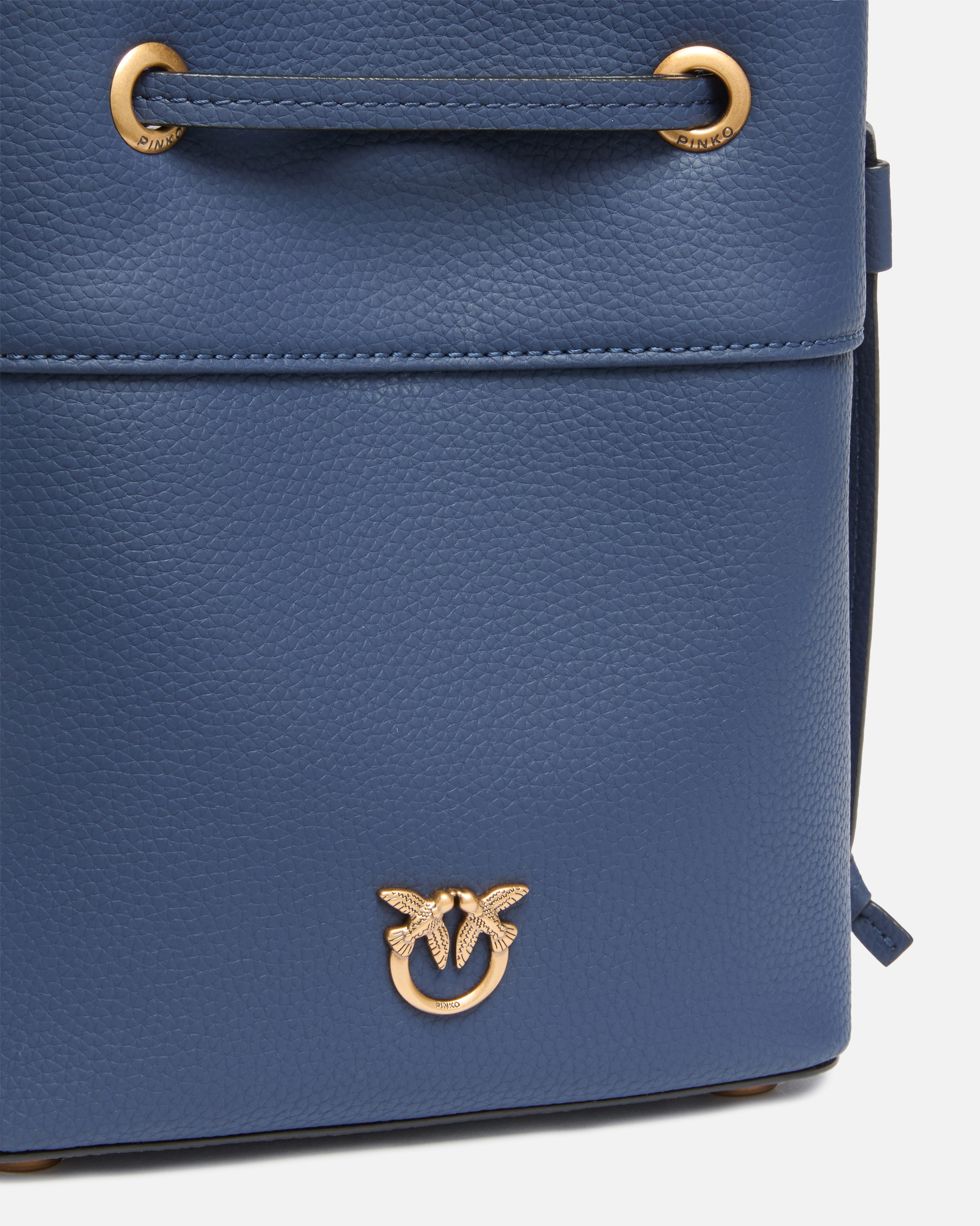 SMALL FULL-GRAIN LEATHER BUCKET BAG WITH LOVE BIRDS LOGO - 3