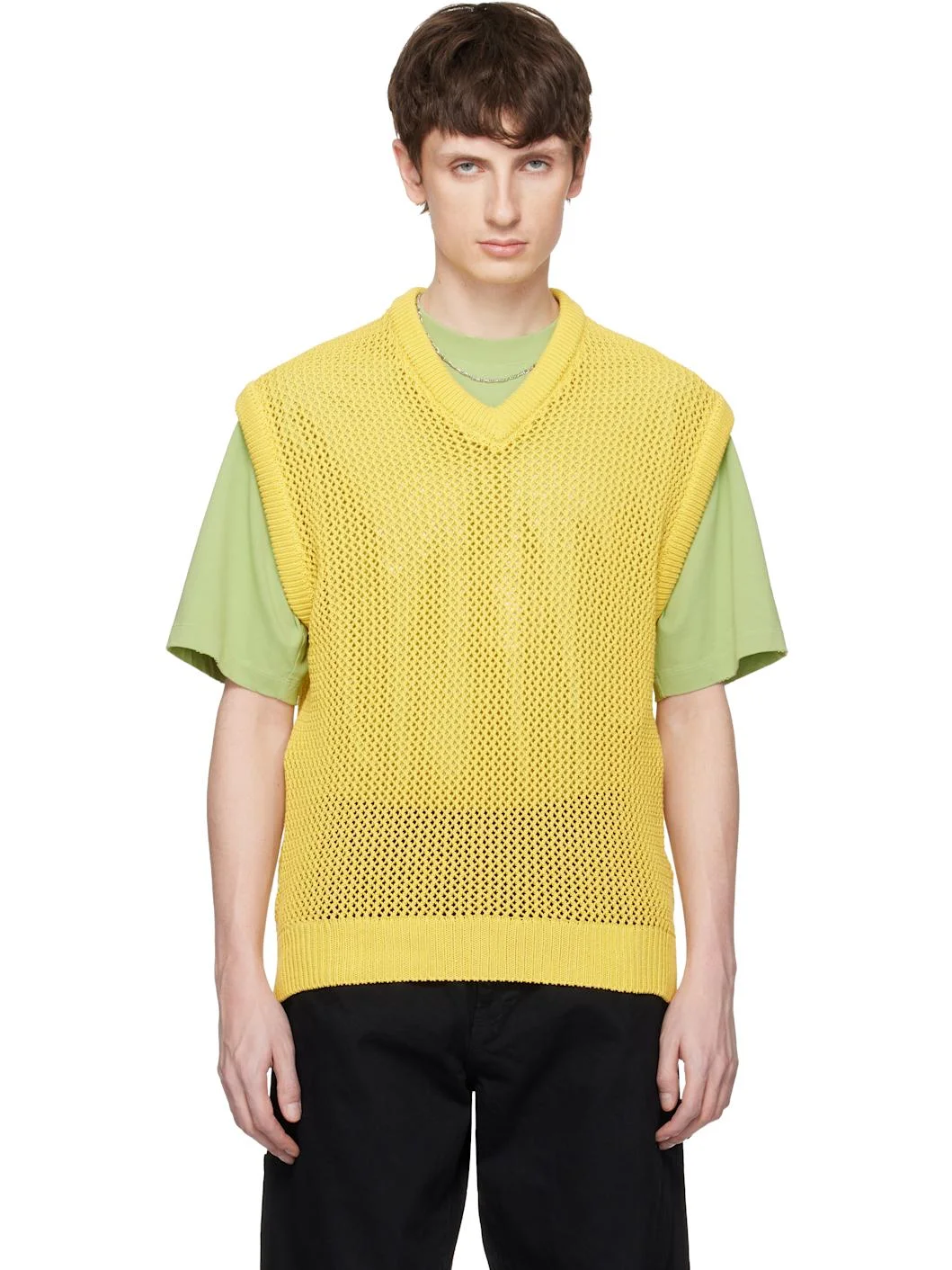 Yellow Knitted Vest - 1