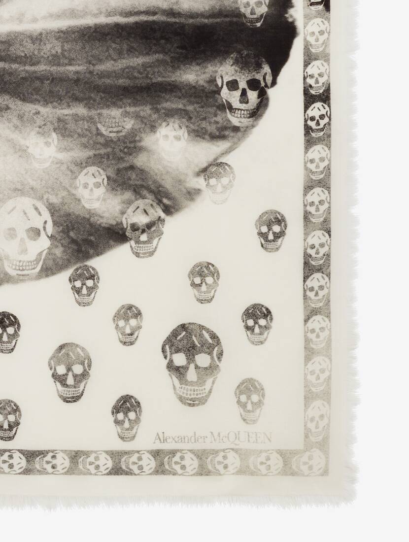 Women's Orchid Classic Skull Foulard in Ivory/black - 3