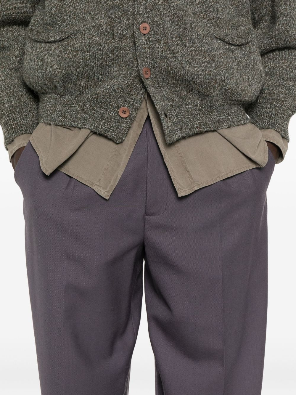 pleated zip-detail trousers - 5