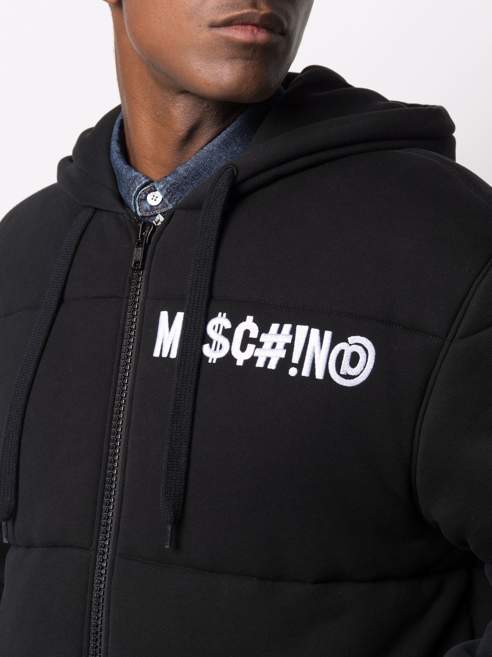 Symbols logo embroidered padded hoodie - 5