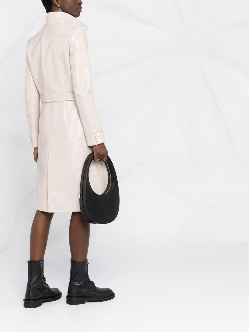 logo-appliqué vinyl trench coat 4