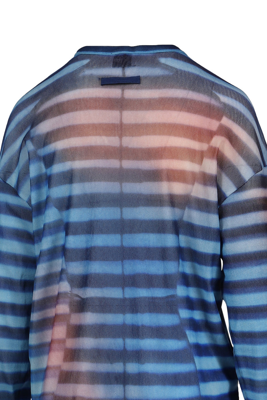 MESH OVERSIZED CREW NECK TOP PRINTED "AIR" / LT.BLU/BLU/PEACH - 9