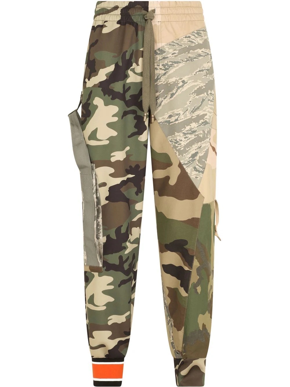 camouflage-patchwork panelled track trousers - 1