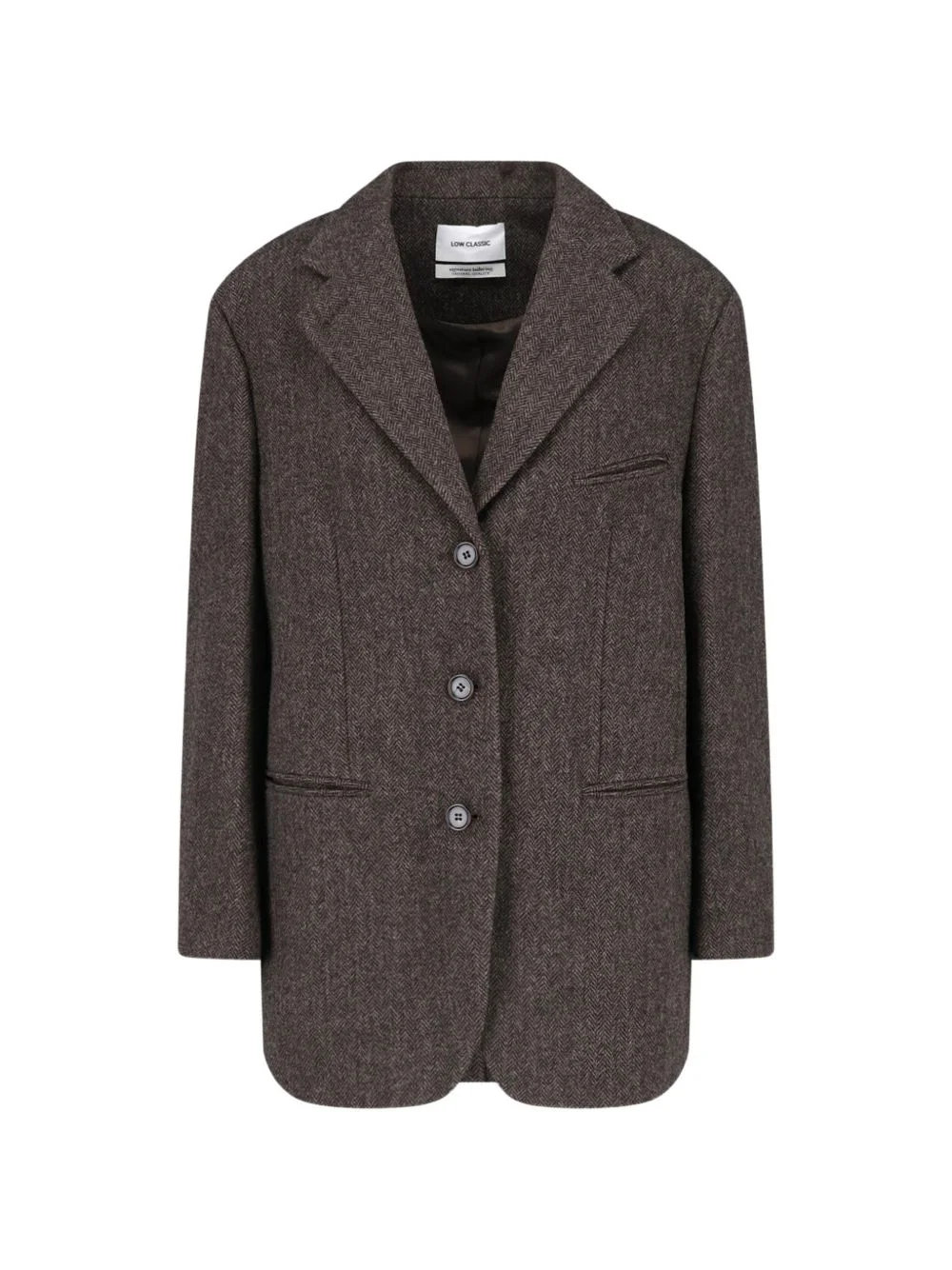 herringbone-pattern wool blazer - 1