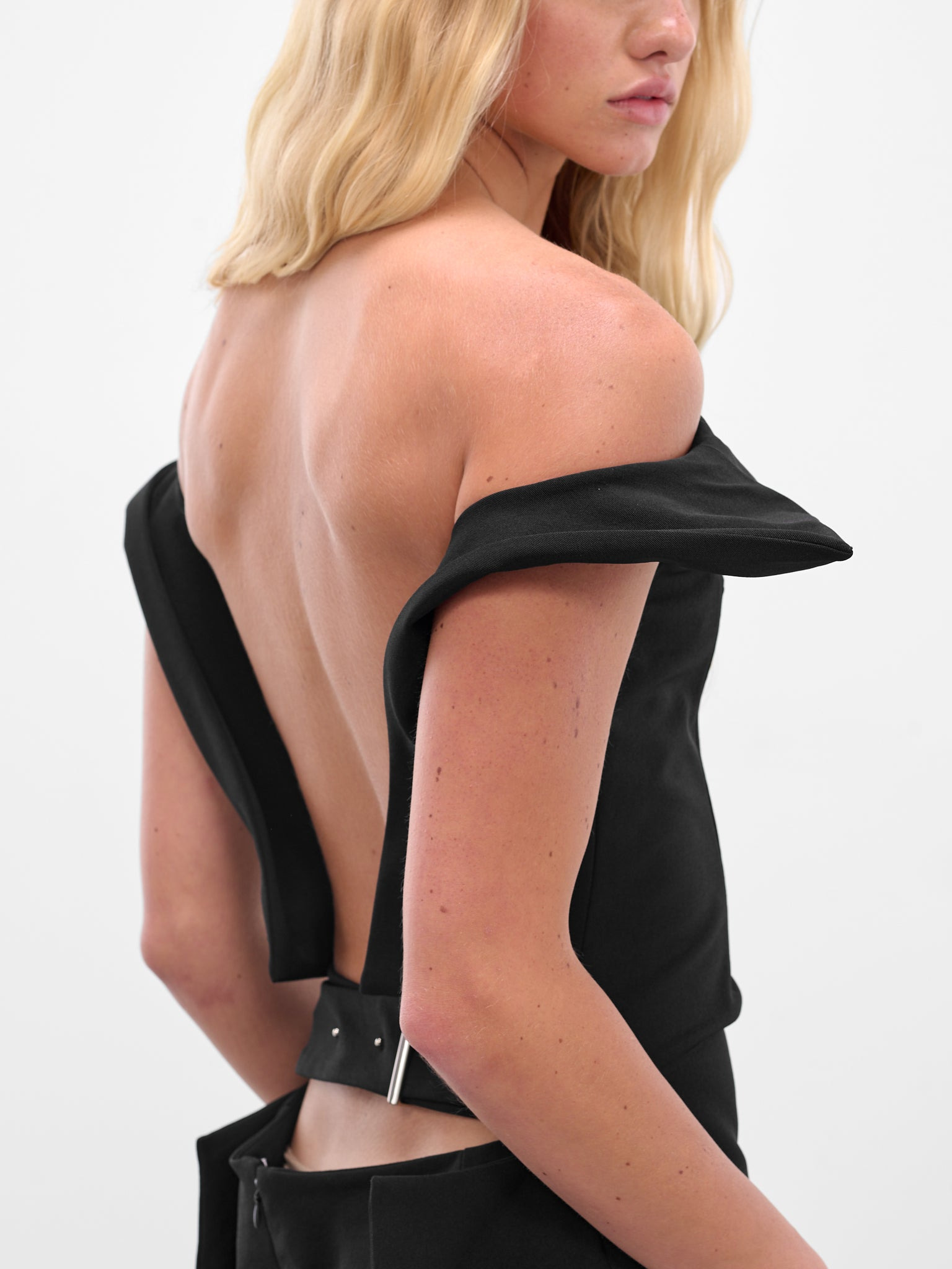 Black Backless Belt Maxi Dress - 5