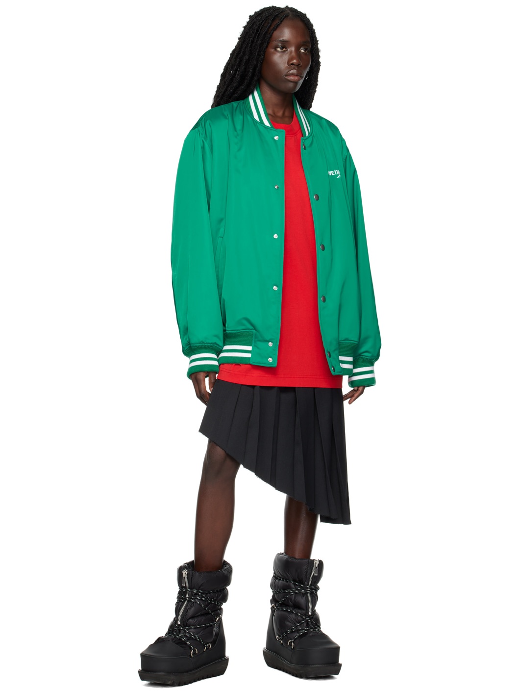 Green Oversized Bomber Jacket - 4