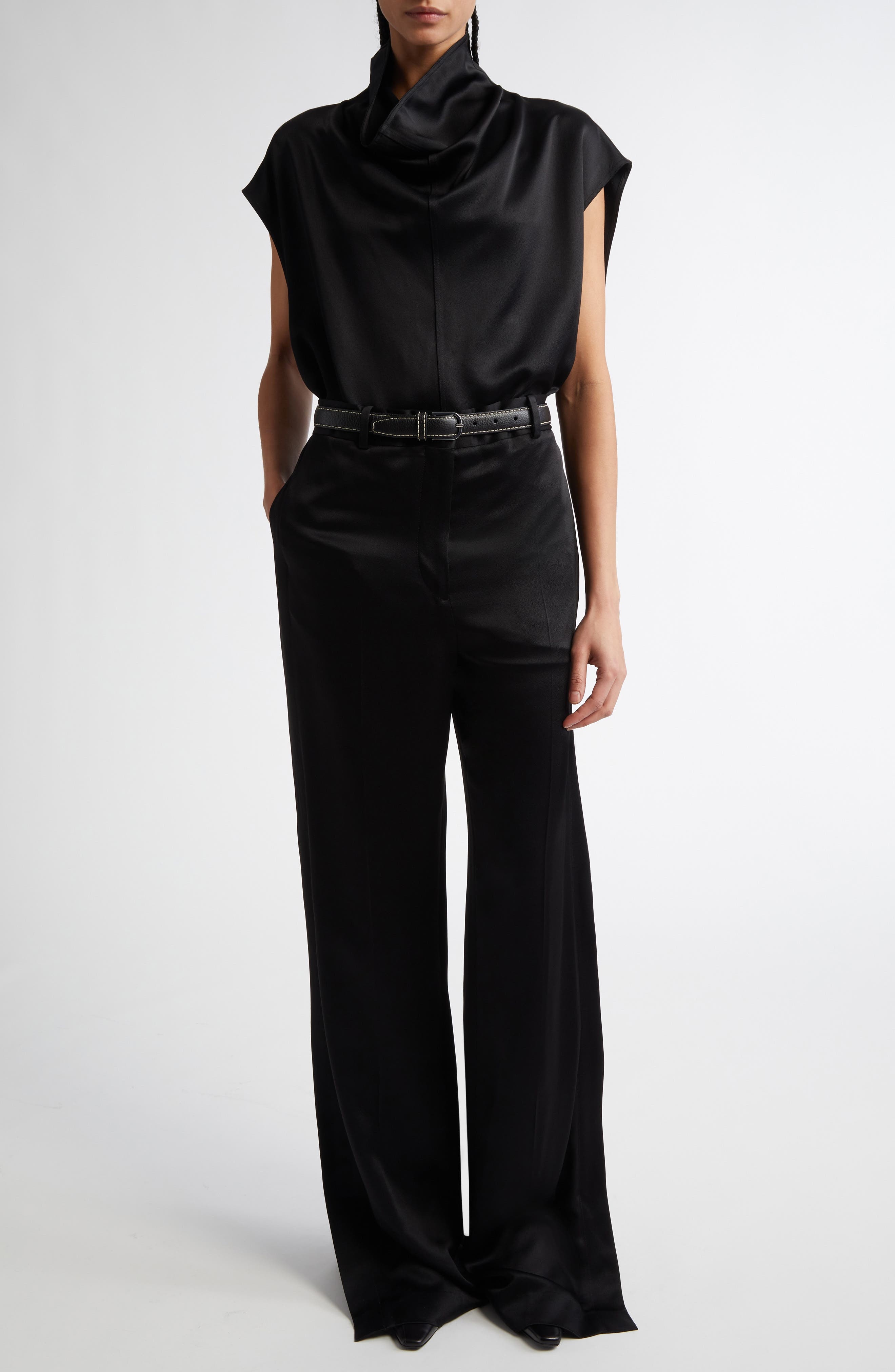 TOTEME Sleeveless Funnel Neck Top in Black at Nordstrom - 2
