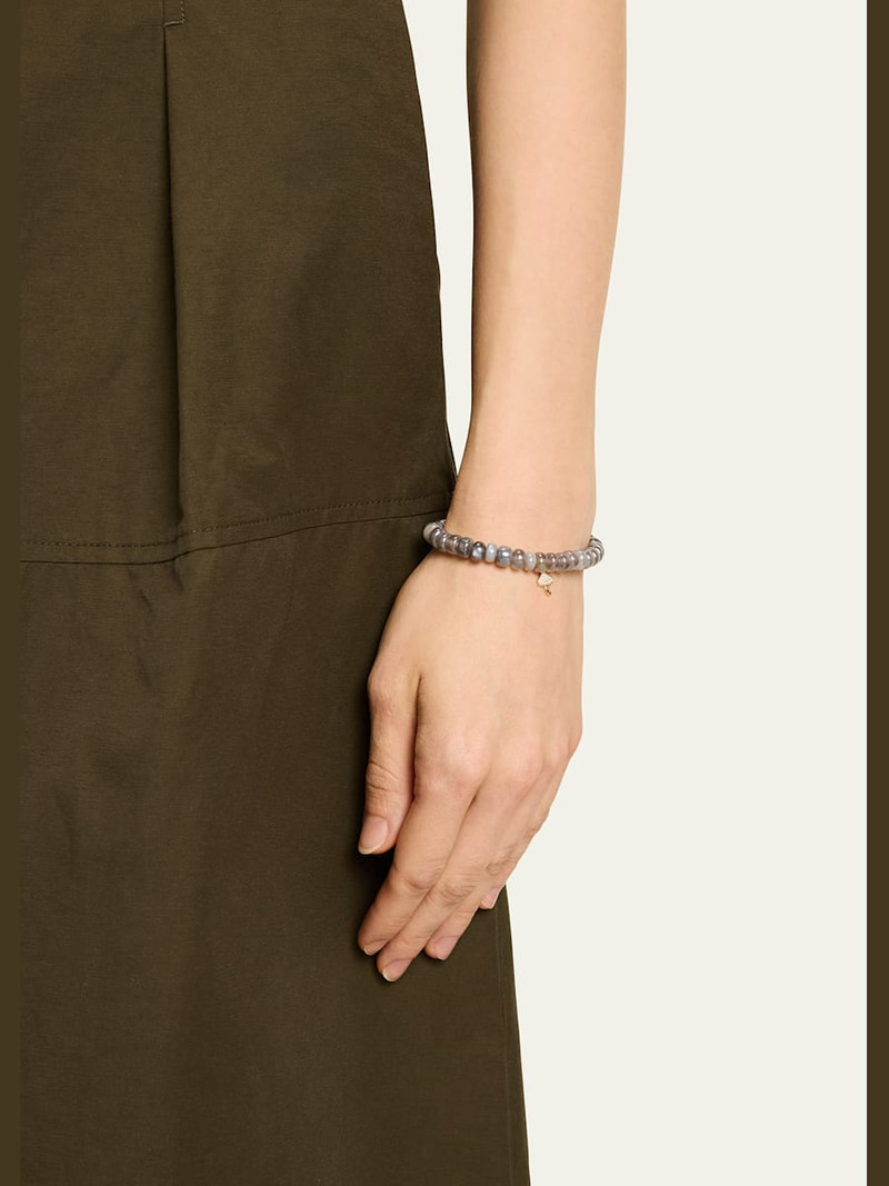 SYDNEY EVAN Mystic Grey Moonstone and Diamond Mushroom Charm Bracelet outlook