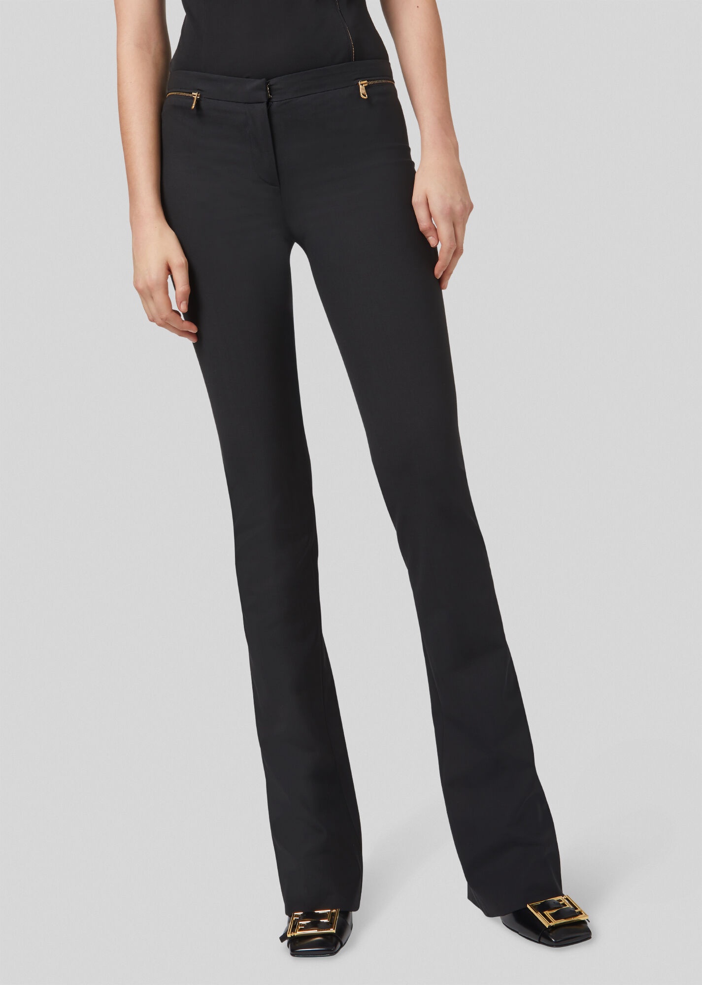 Zip Accent Wool Flared Trousers - 3