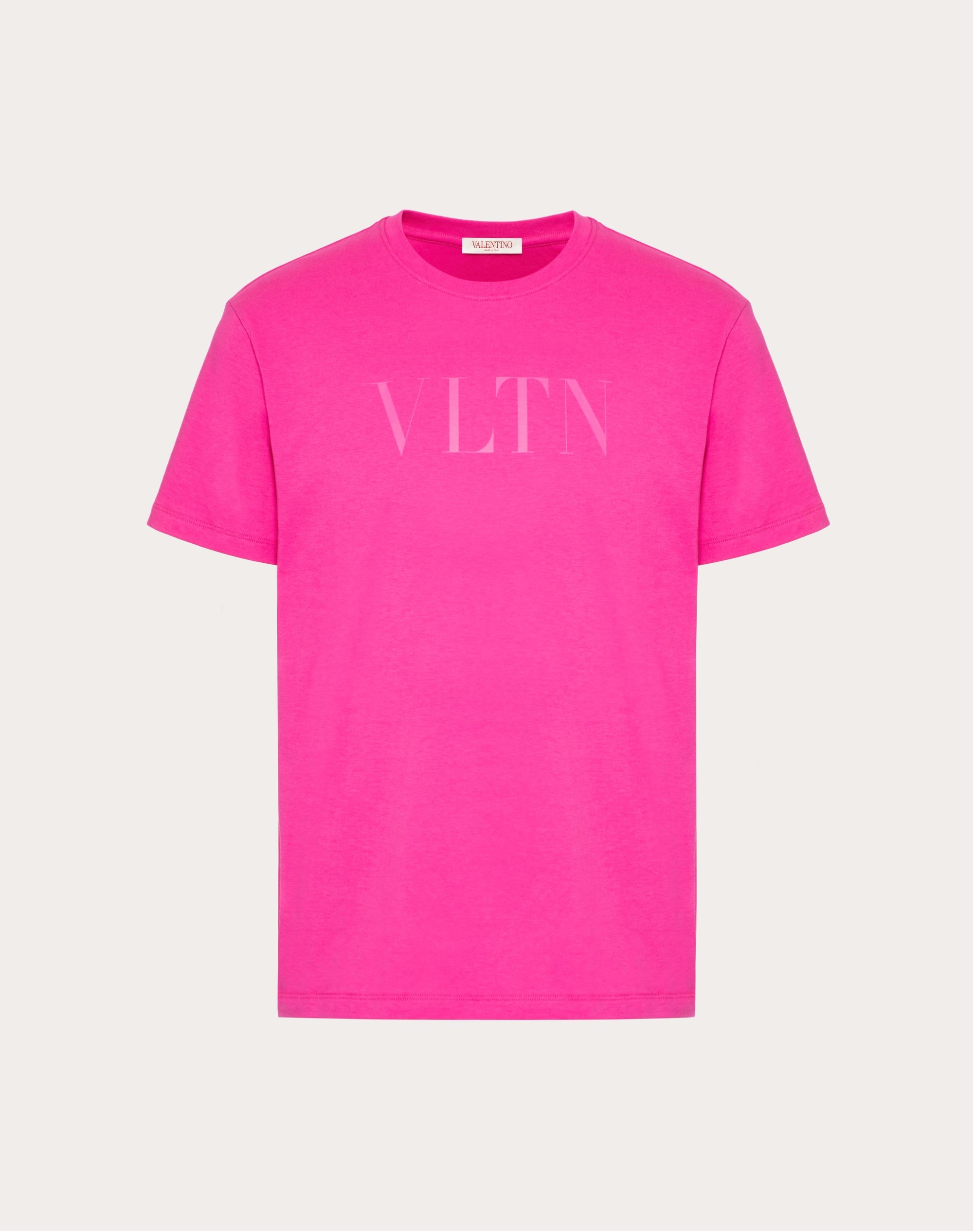 COTTON CREWNECK T-SHIRT WITH VLTN PRINT - 1