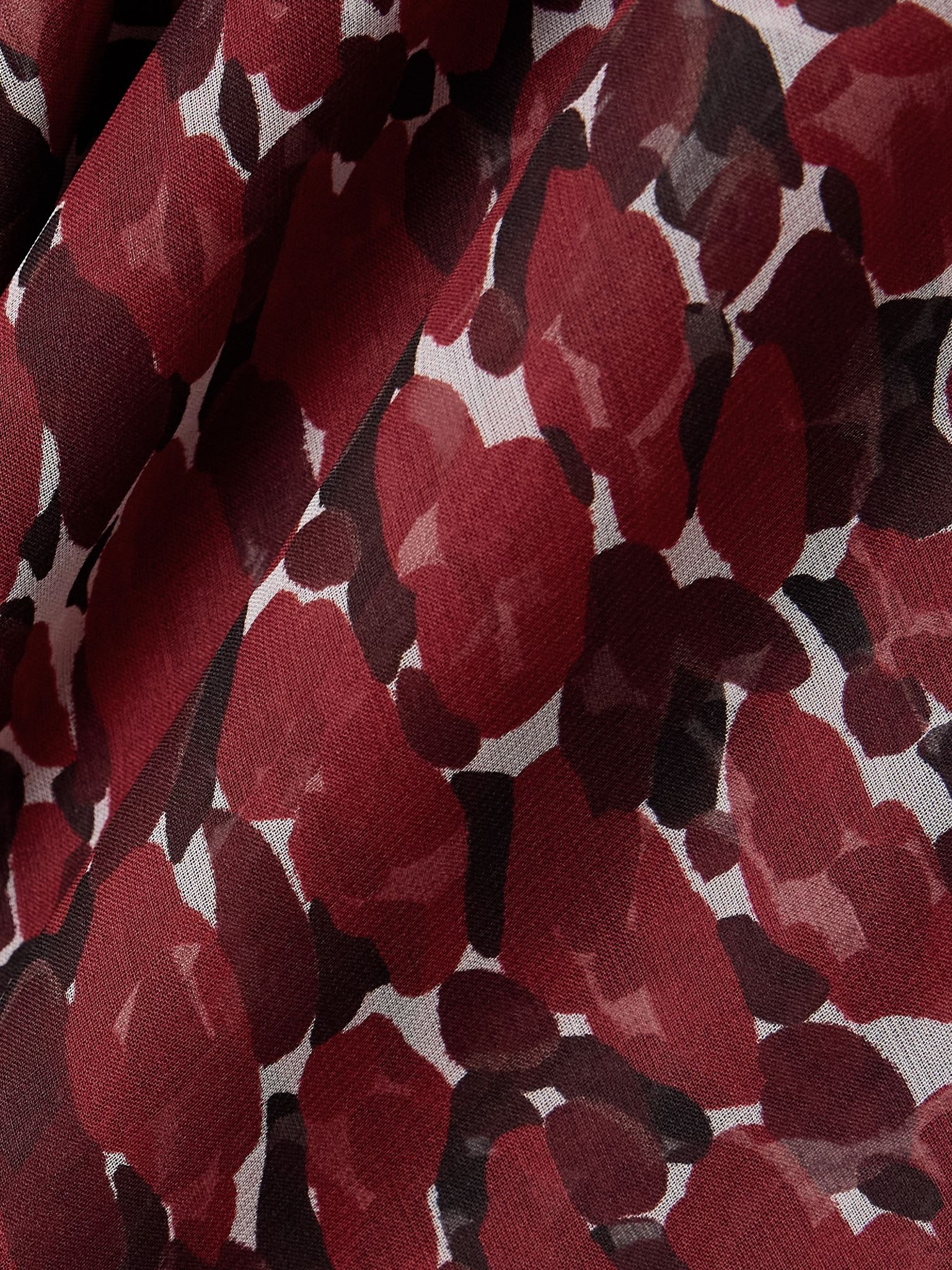 Printed silk-mousseline midi skirt Red - 5