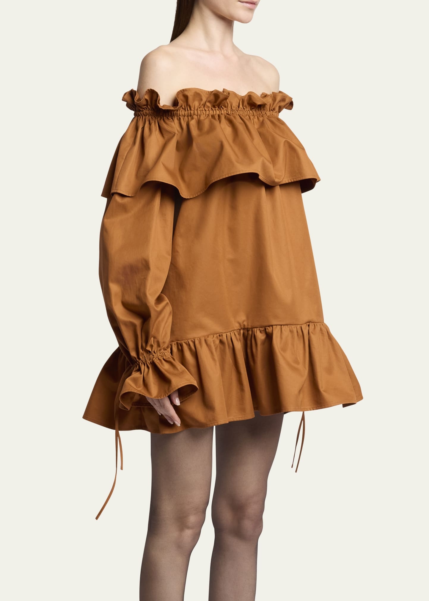 Off-Shoulder Ruffled Mini Dress - 4
