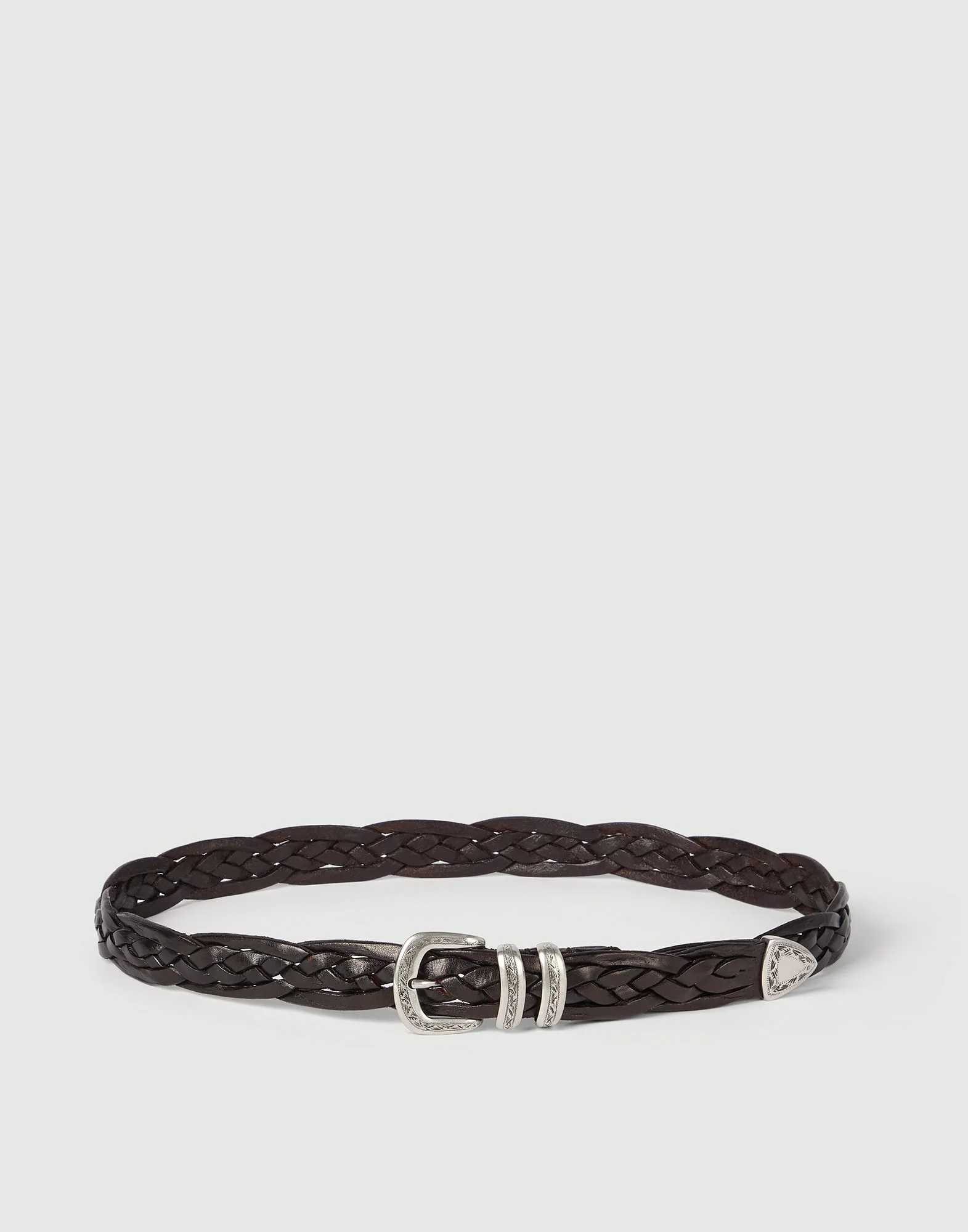 Braided calfskin belt with detailed buckle and tip - 1