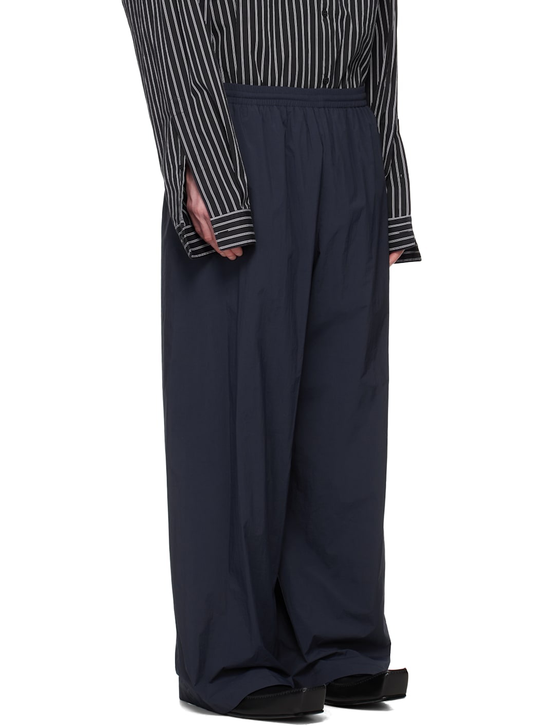 Navy Nylon Track Pants - 2