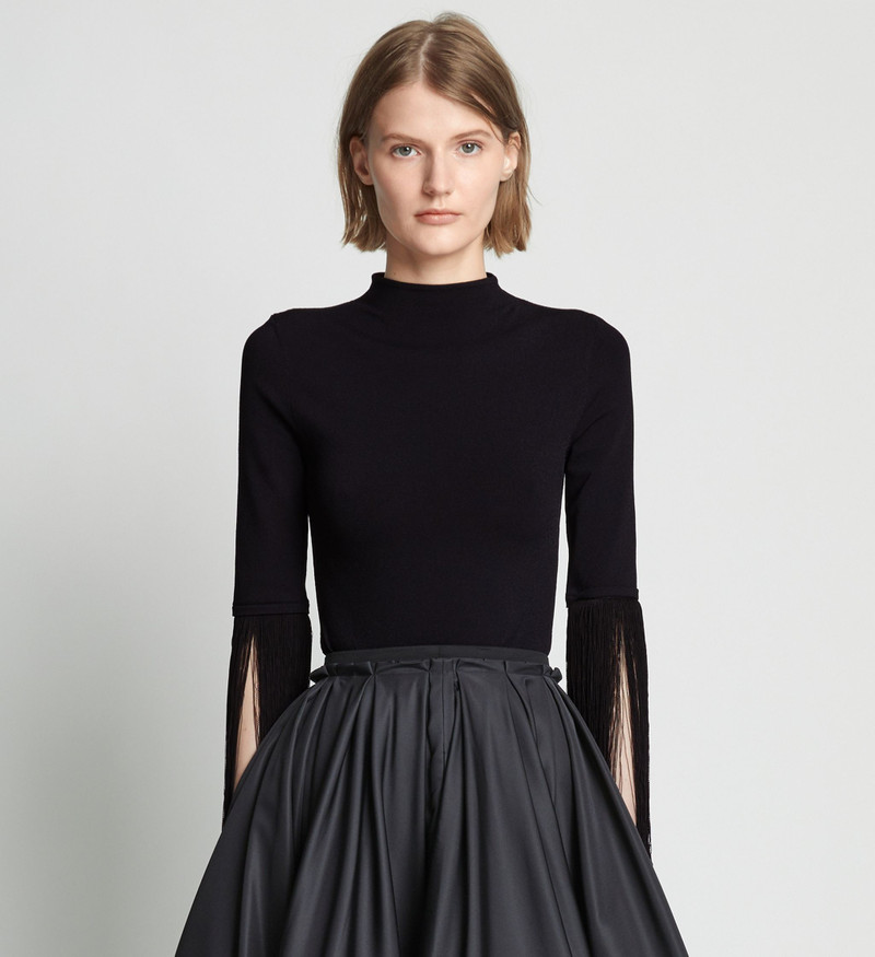 Matte Viscose Knit Fringe Sweater 2
