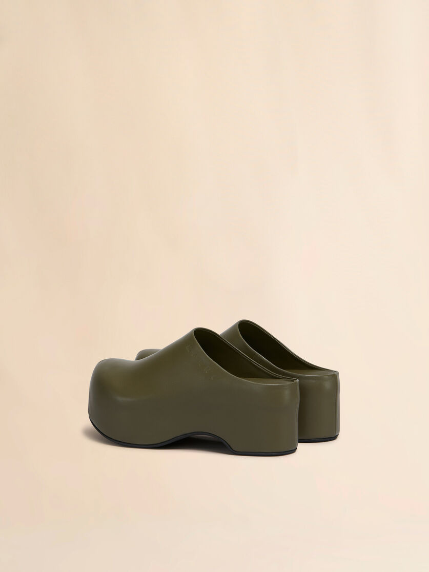 DEEP GREEN LEATHER CHUNKY CLOG SABOT - 3