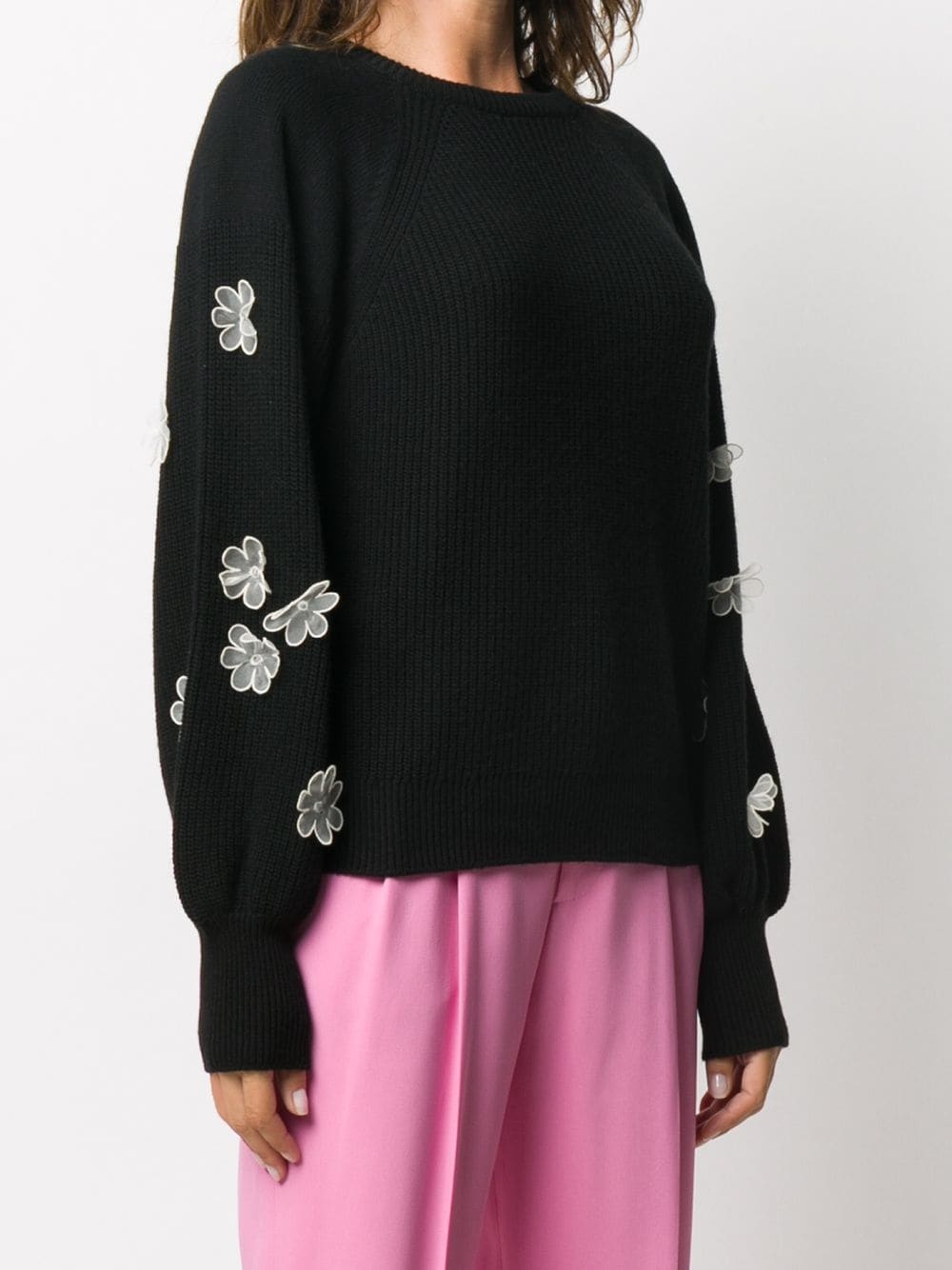 floral-appliquée crew-neck jumper - 3