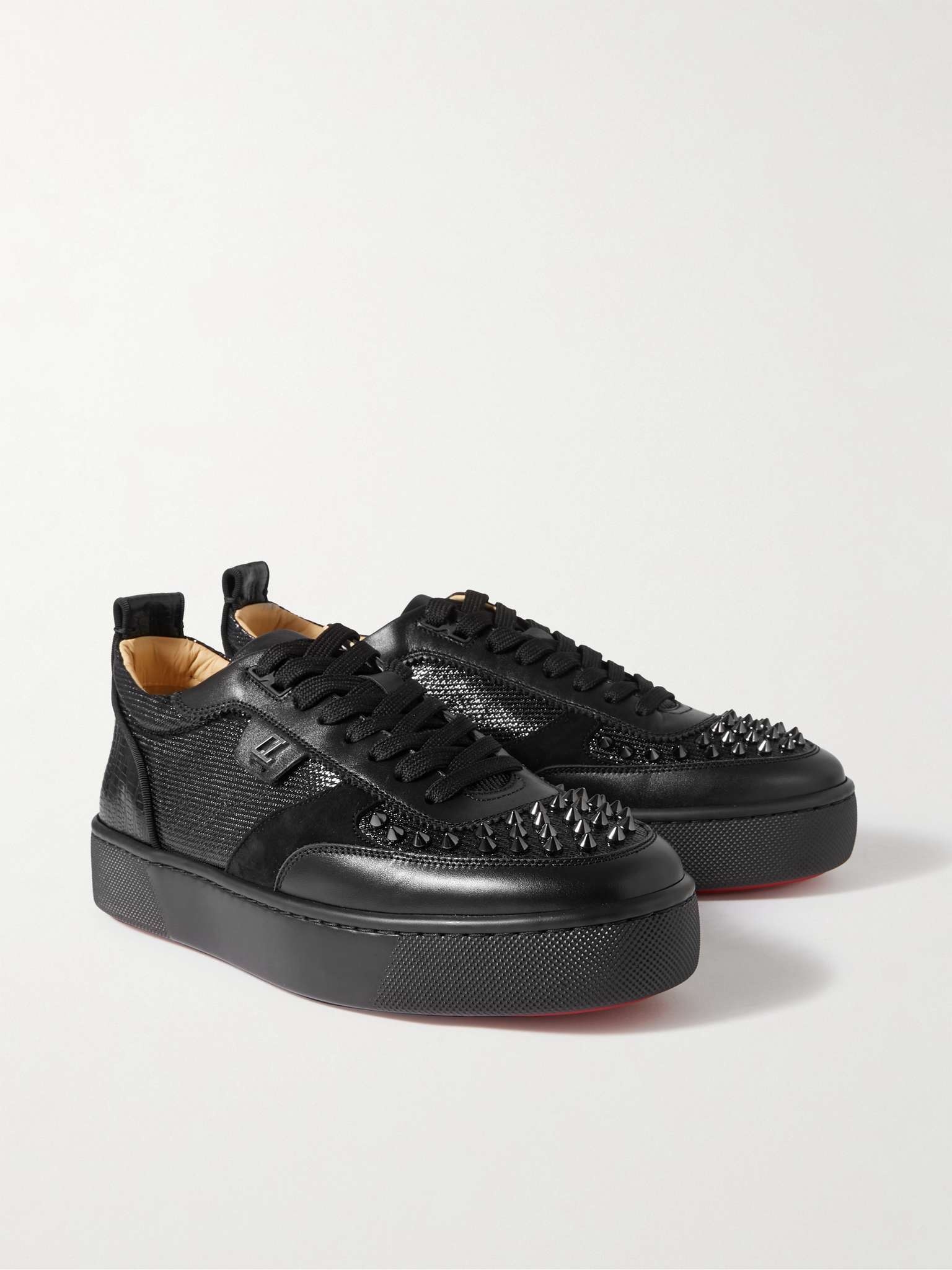 Happrui Spikes Suede and Leather-Trimmed Mesh Sneakers - 4
