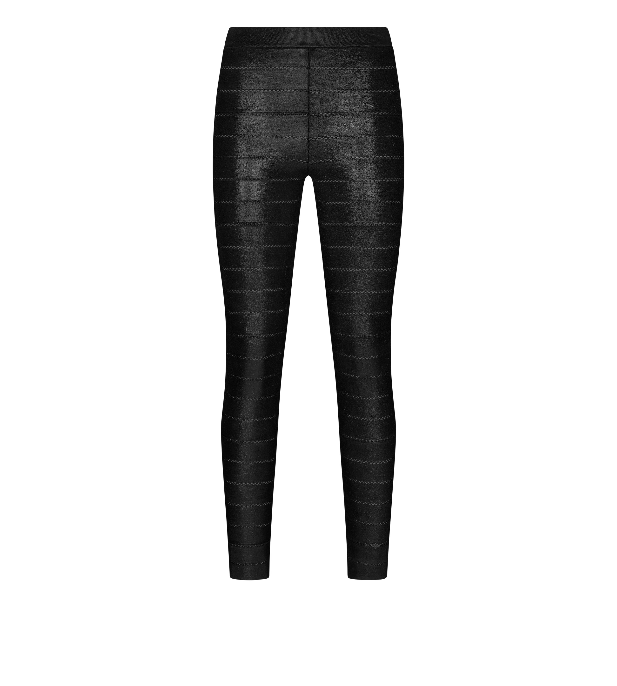 WET LOOK STRETCH VISCOSE INTARSIA LEGGINGS - 1