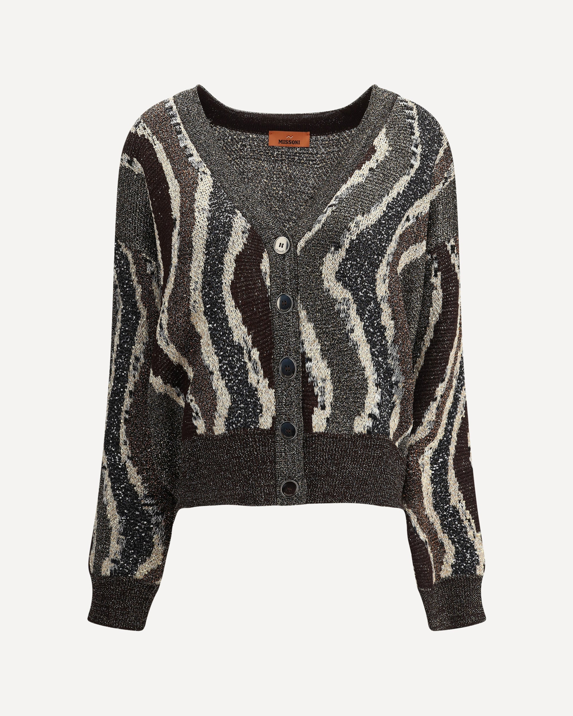 Wave pattern boxy Cardigan - 1