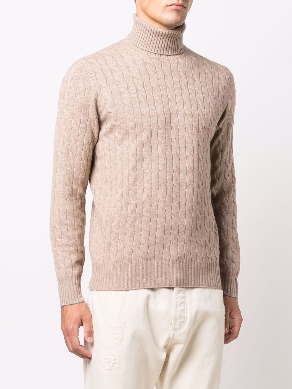 cable-knit roll neck jumper - 3