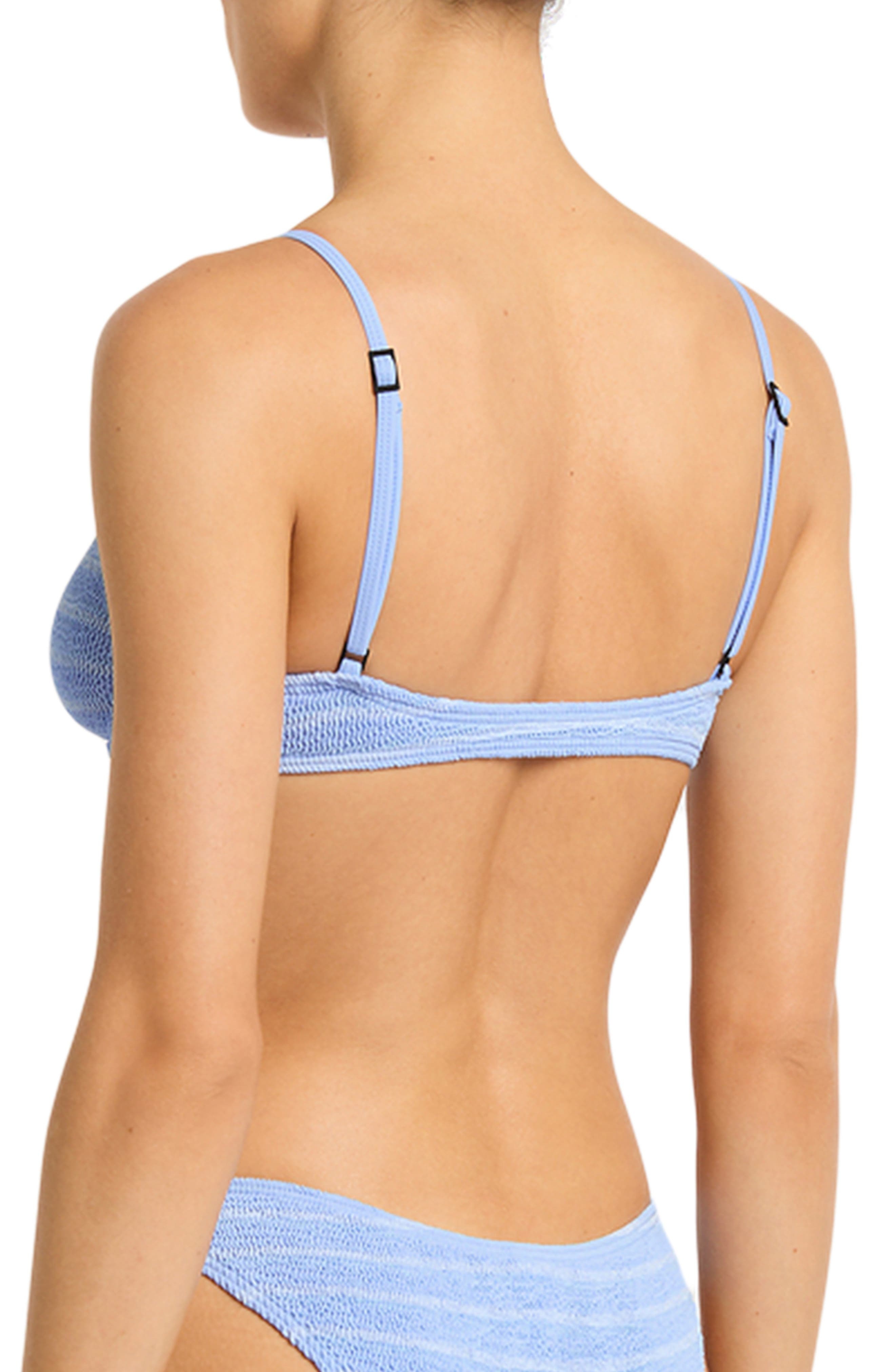 bond-eye Gracie Stripe Underwire Balconette Bikini Top in Powder Blue Stripe at Nordstrom - 2