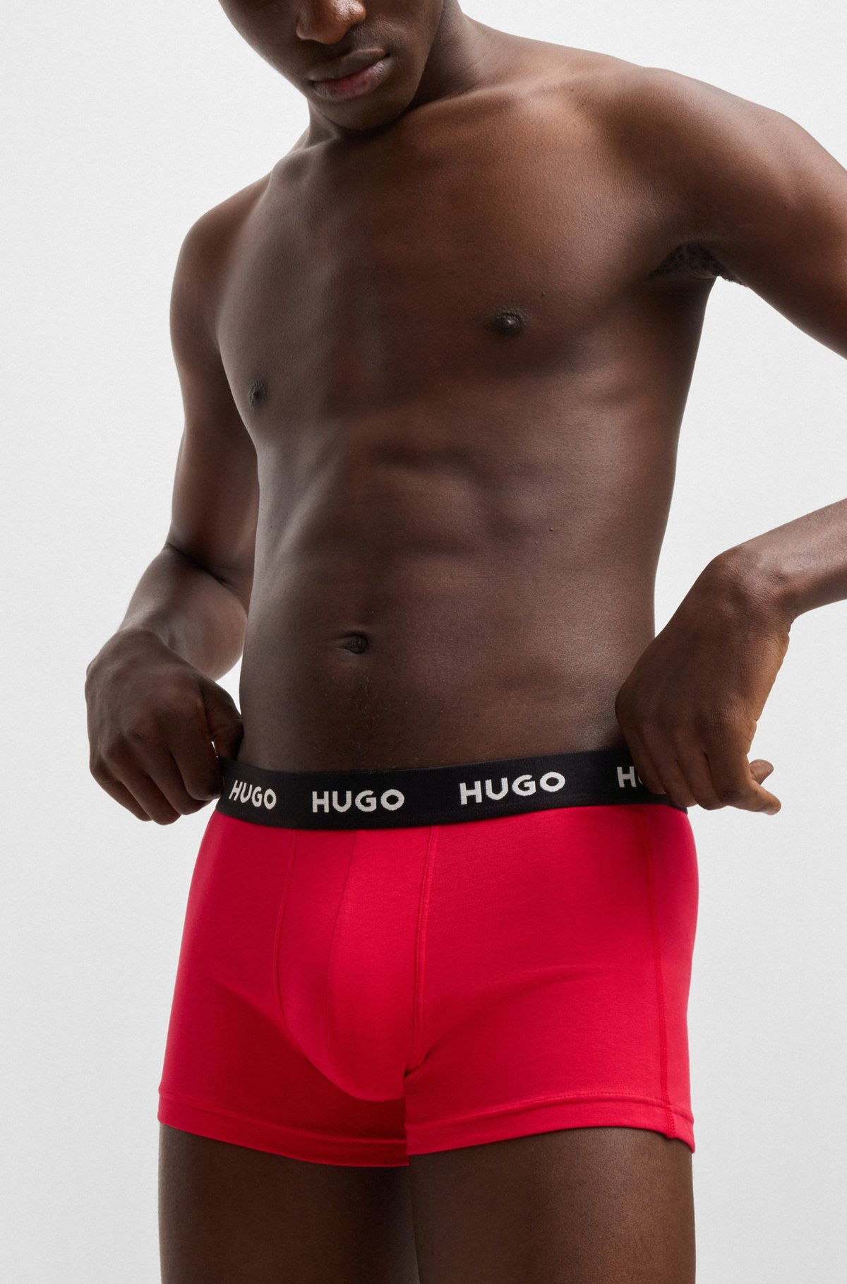 THREE-PACK OF STRETCH-COTTON TRUNKS WITH LOGO WAISTBANDS - 4