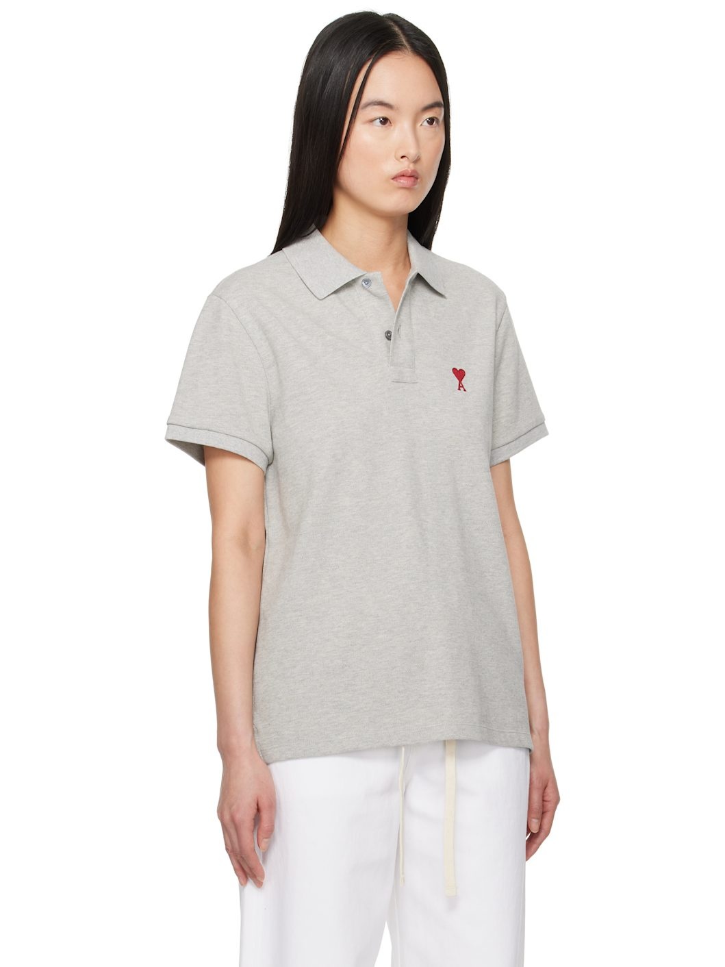 Gray Cotton Ami de Coeur Polo - 2