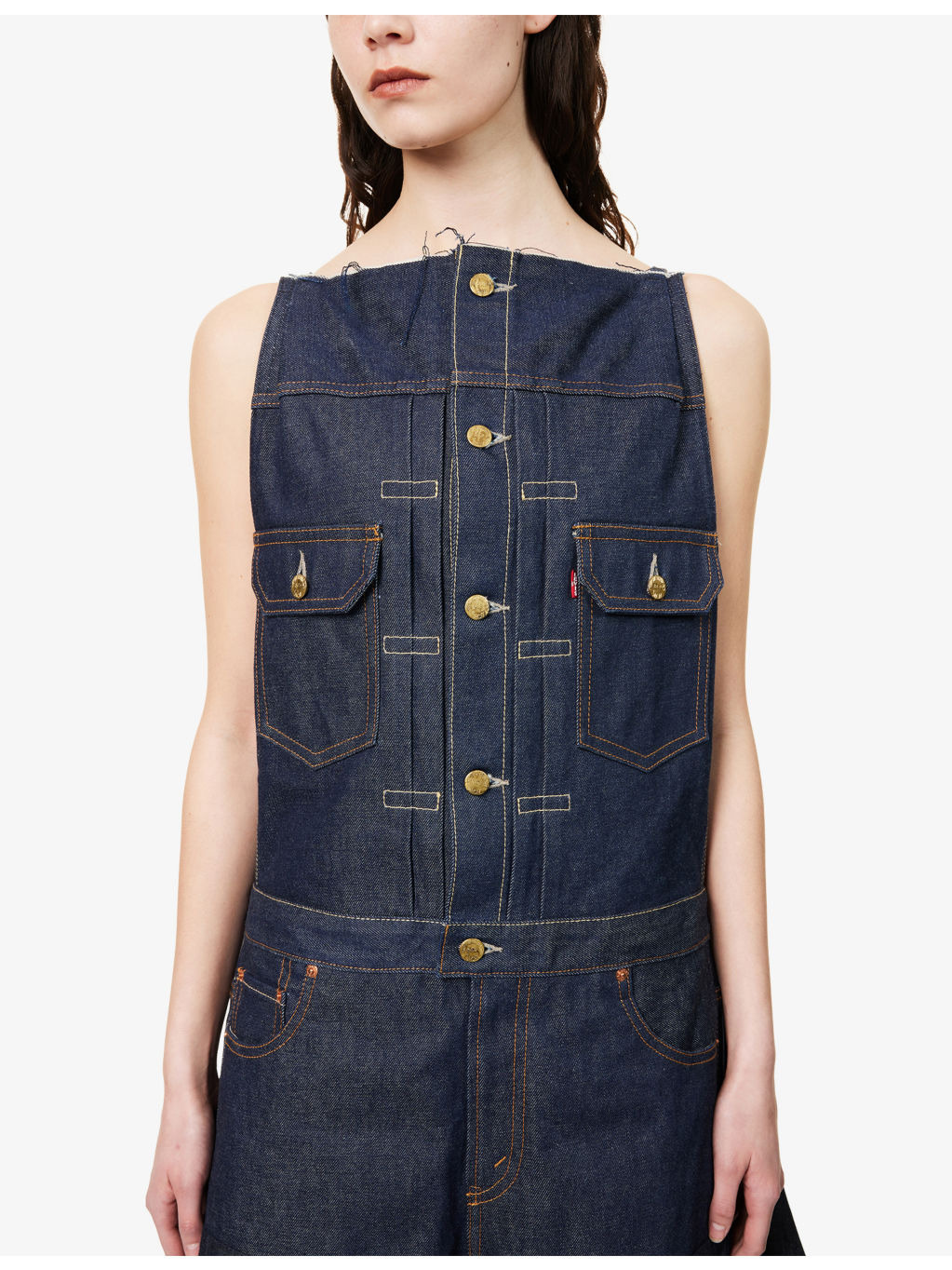 Sacai X Levi's Flared Sleeveless Denim Jumpsuit - 6