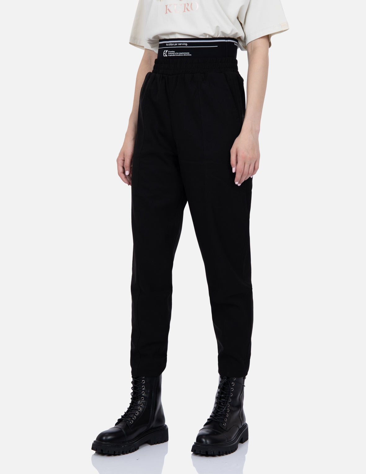 Logo Print Waistband Tapered Pants - 7