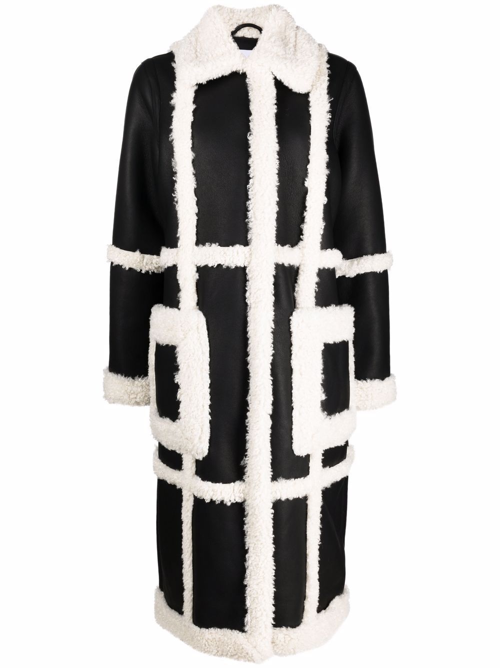 panelled faux shearling coat - 1