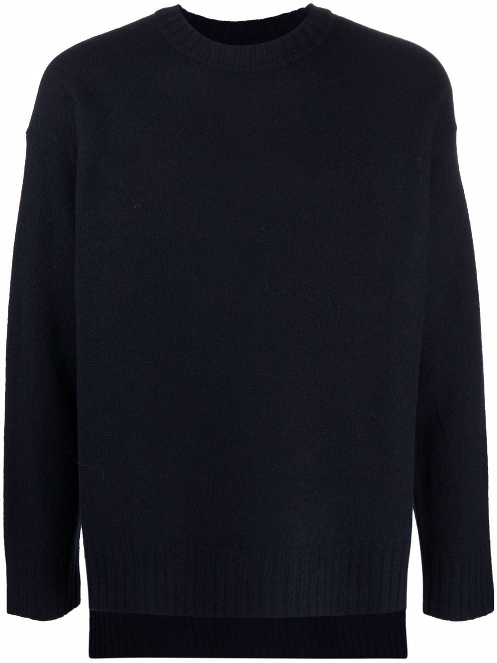 step-hem knitted crew-neck jumper - 1