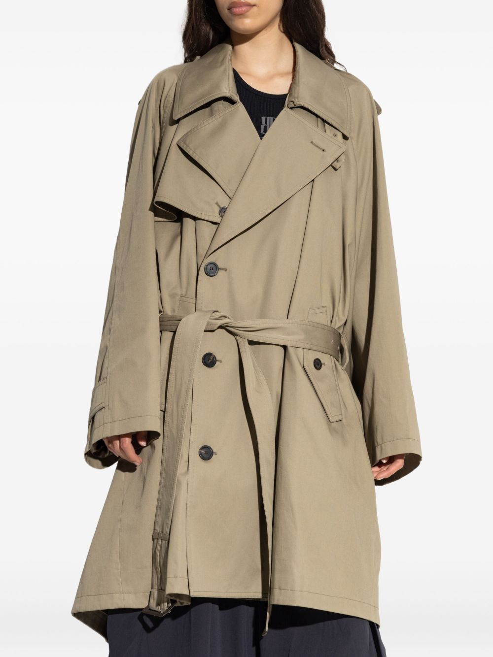 belted double-breasted trench coat - 3