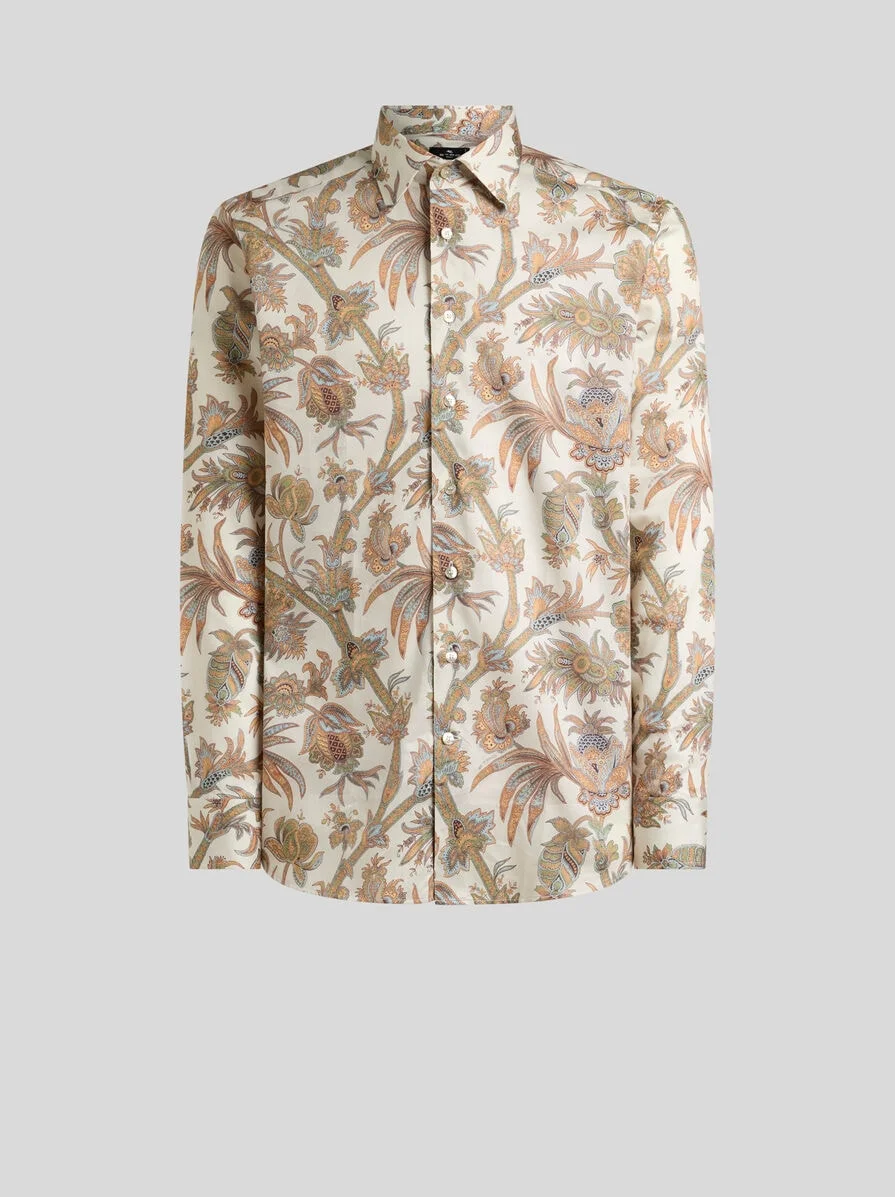 SHIRT IN COTTON SATIN WITH FLORAL PAISLEY MOTIF - 1