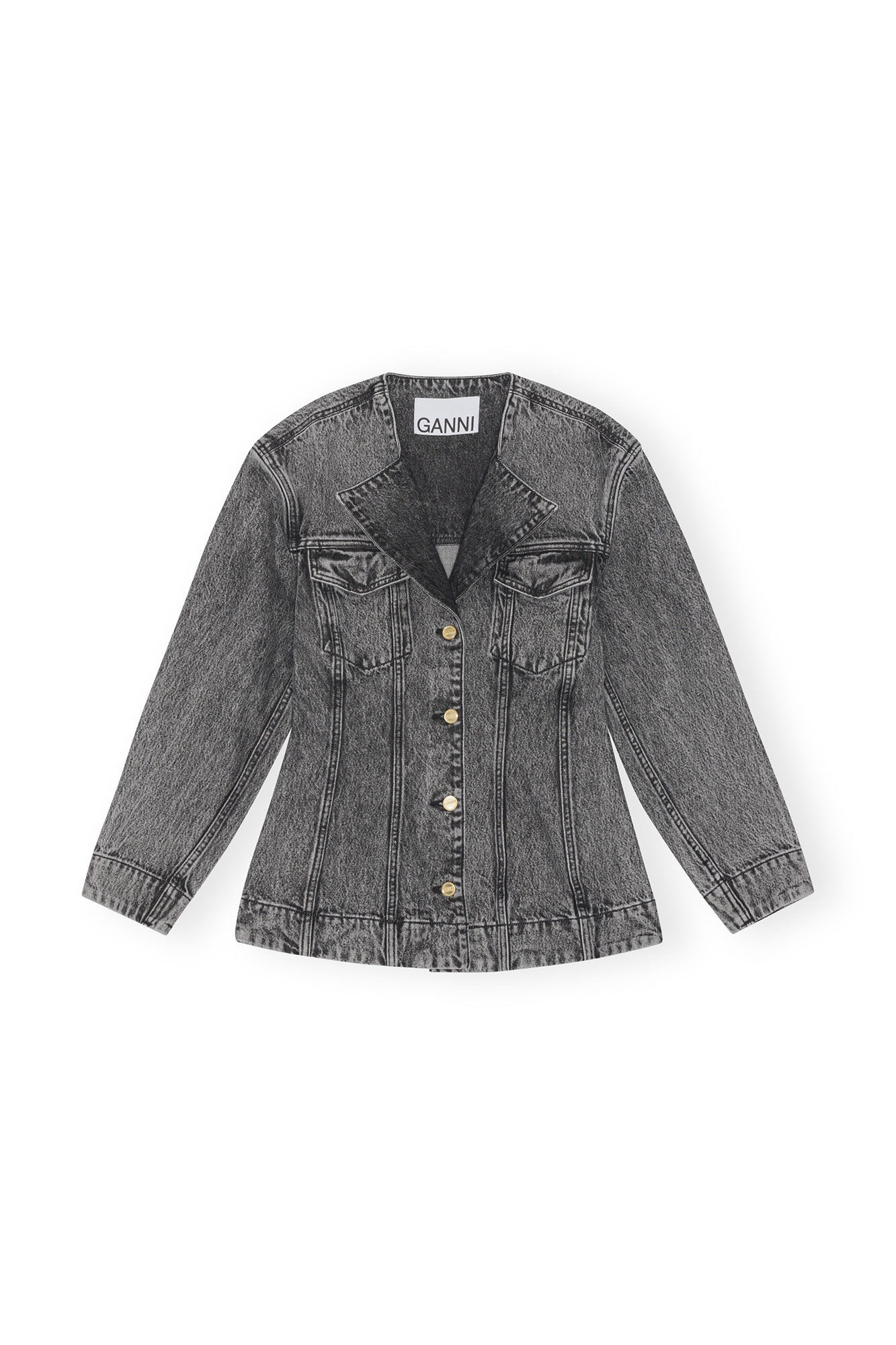 SNOW WASHED DENIM FITTED BLAZER - 1