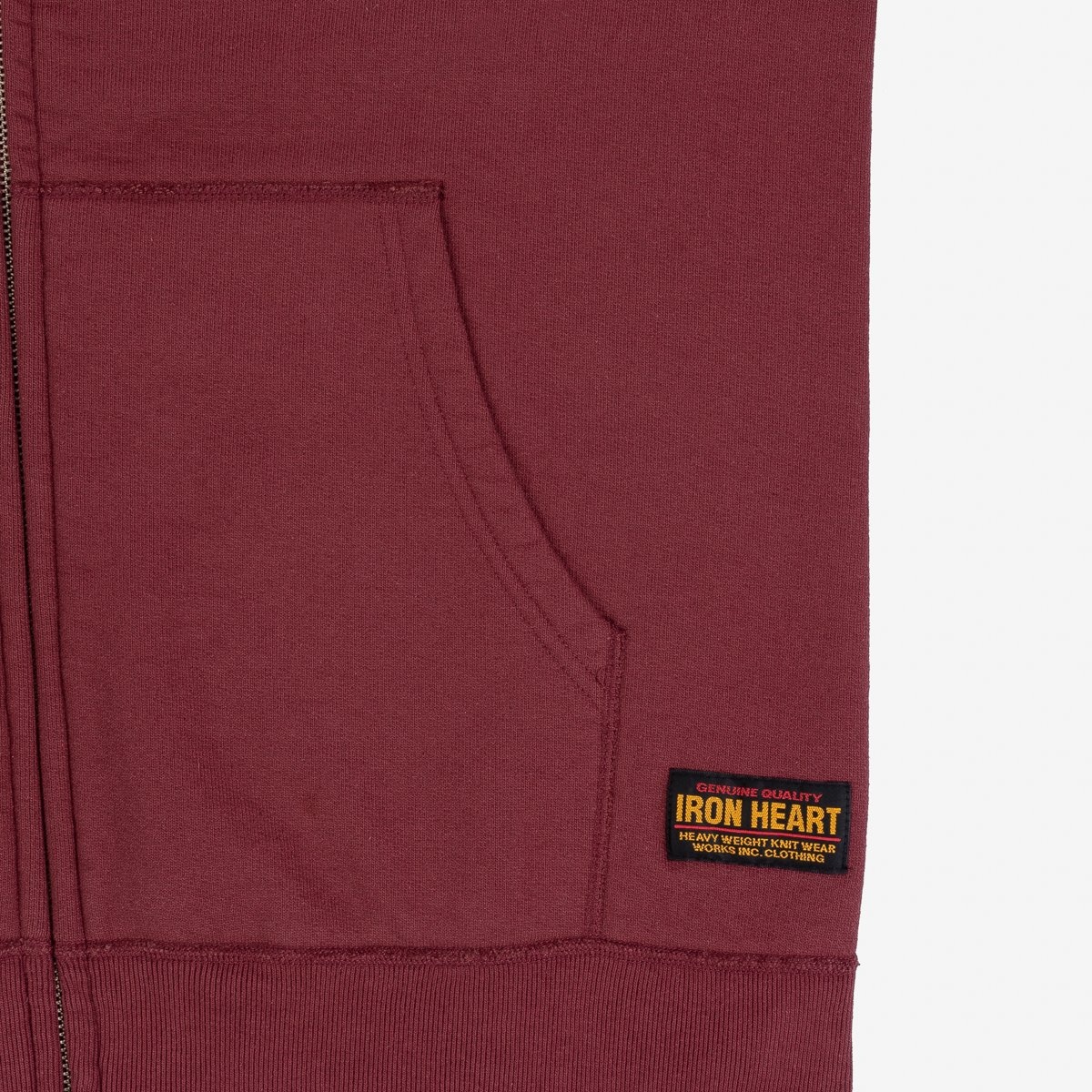 IHSW-60-BUR Printed 14oz Ultra Heavyweight Loopwheel Cotton Zip Up Sweater - Burgundy - 12