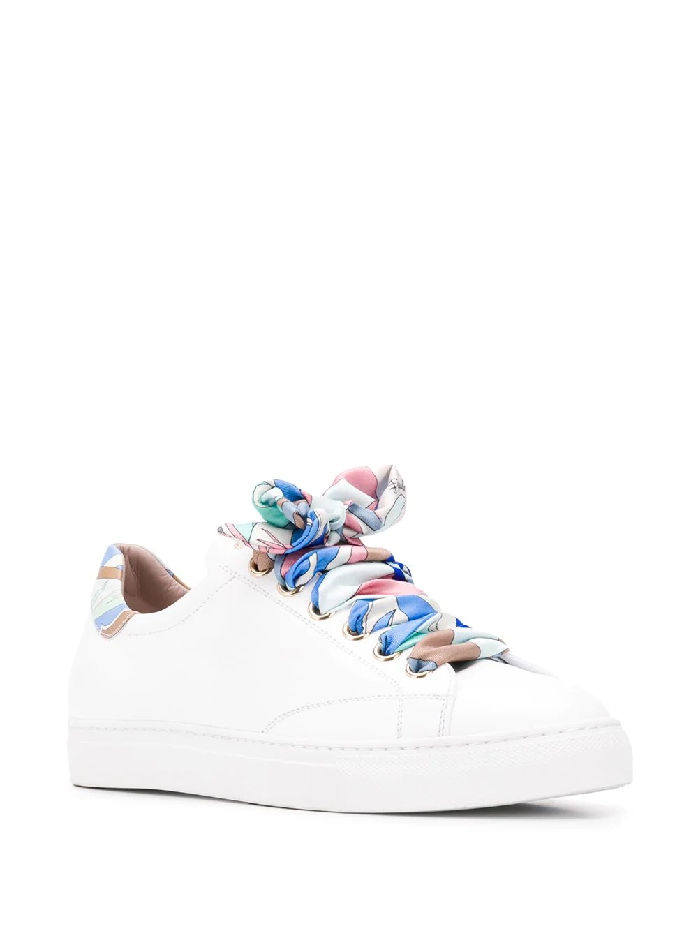 ribbon lace-up Twill trainers - 2