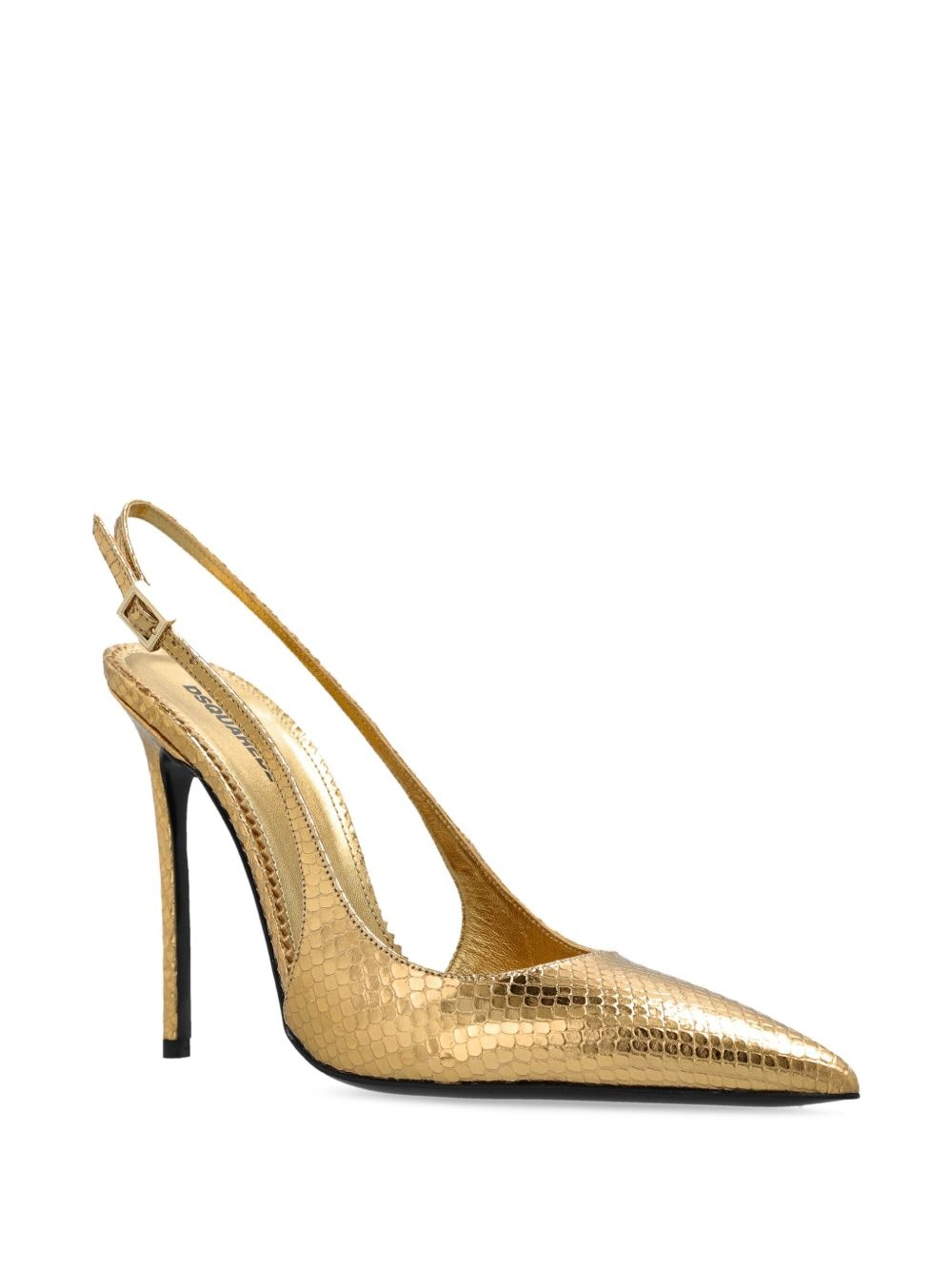 metallic snakeskin slingback pumps - 2