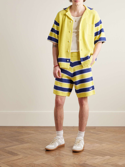 Marni Straight-Leg Logo-Appliqued Striped Cotton-Blend Terry Shorts outlook