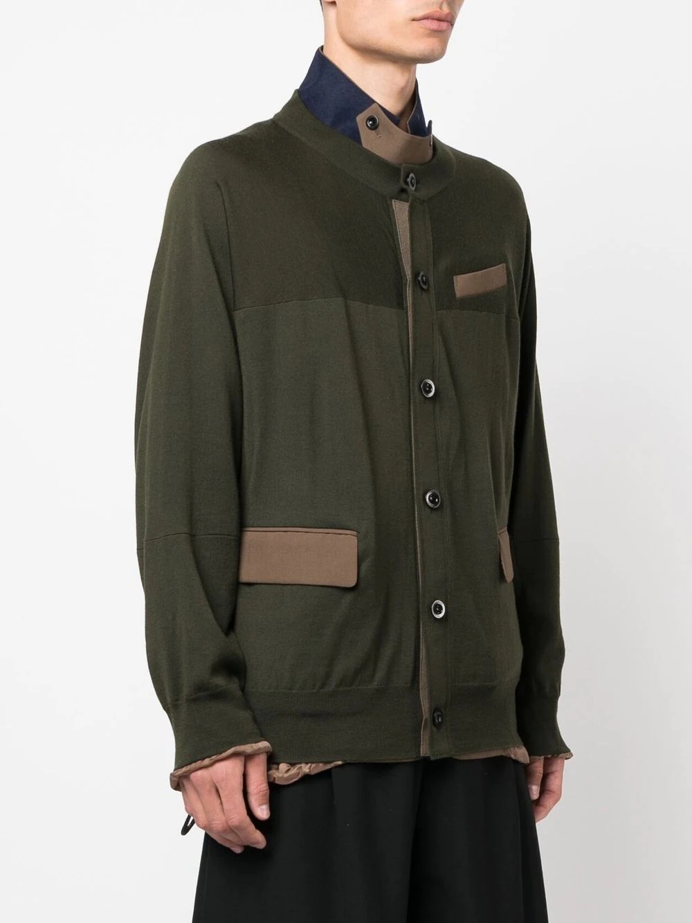 stand-collar layered jacket - 3