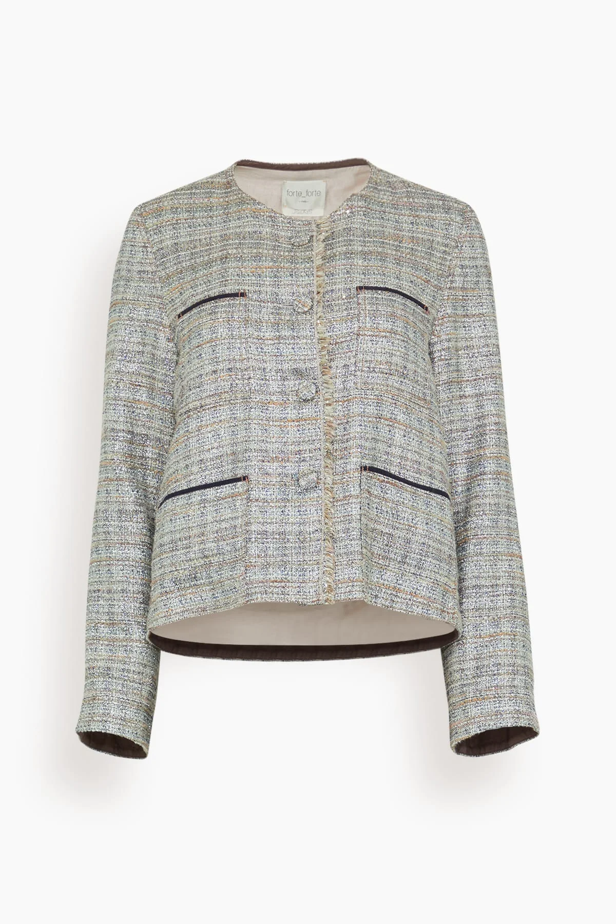 Light Natte Lurex Deconstructed Jacket in Notte - 1